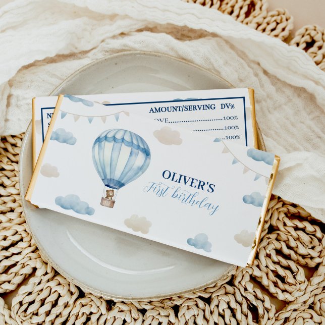 Blue Brown Teddy Bear Birthday Hershey Bar Favors (Creator Uploaded)