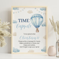 Blue Brown Teddy Bear Birthday Time Capsule Poster