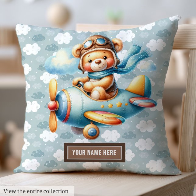 Blue Brown Teddy Bear Pillow for Newborn Baby (Blue Brown Teddy Bear Pillow for Newborn Baby)