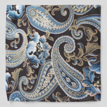 Blue Brown Vintage Paisley Bandana