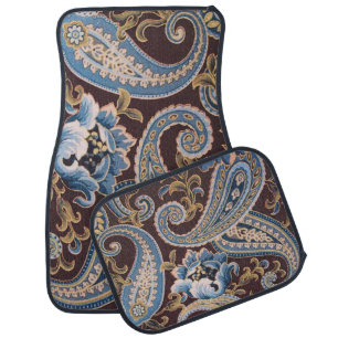 Blue Brown Vintage Paisley New Car Floor Mat