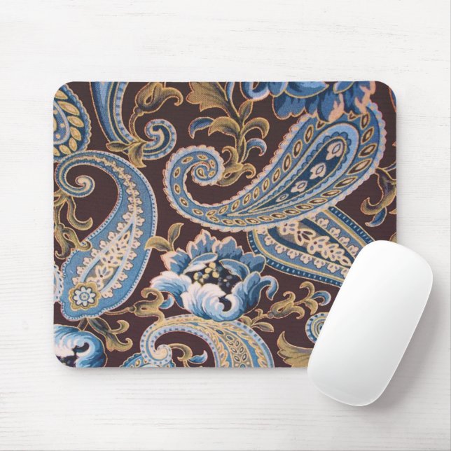 Blue Brown Vintage Paisley New Mouse Pad (With Mouse)