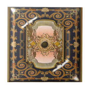 Blue brown vintage victorian elegant tile