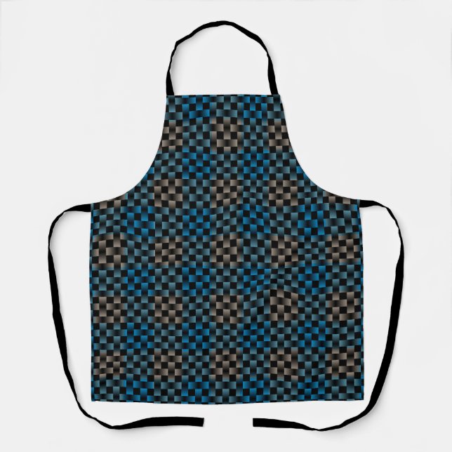 Blue Brown Weave Pattern Apron (Front)