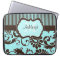 Blue Brown White Striped Damask Laptop Sleeve