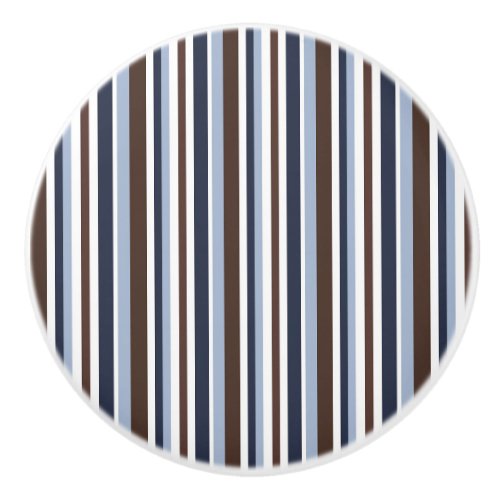 Blue Brown  White Stripes Boys Drawer Dresser Ceramic Knob