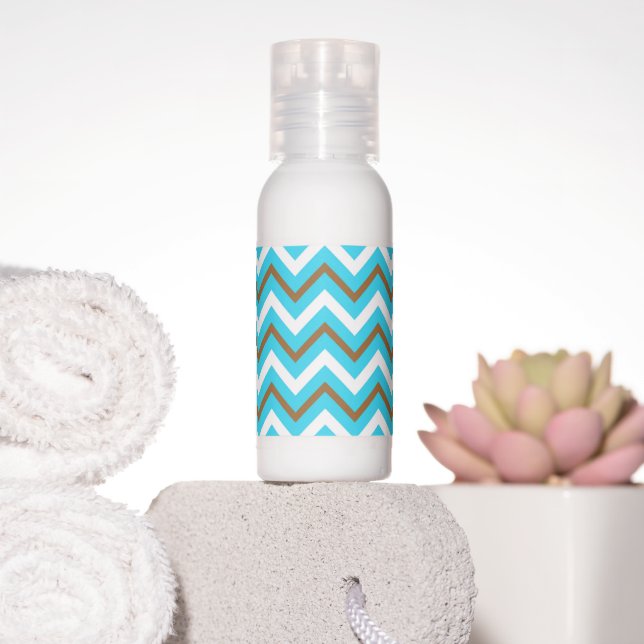 Blue Brown White Zig Zag Lines Geometric Sea Wave Hand Lotion (Insitu)