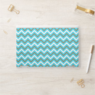 Blue Brown White Zig Zag Lines Geometric Sea Wave HP Laptop Skin