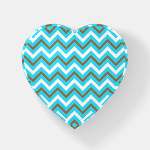Blue Brown White Zig Zag Lines Geometric Sea Wave Paperweight