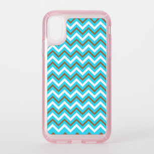 Blue Brown White Zig Zag Lines Geometric Sea Wave Speck iPhone XR Case