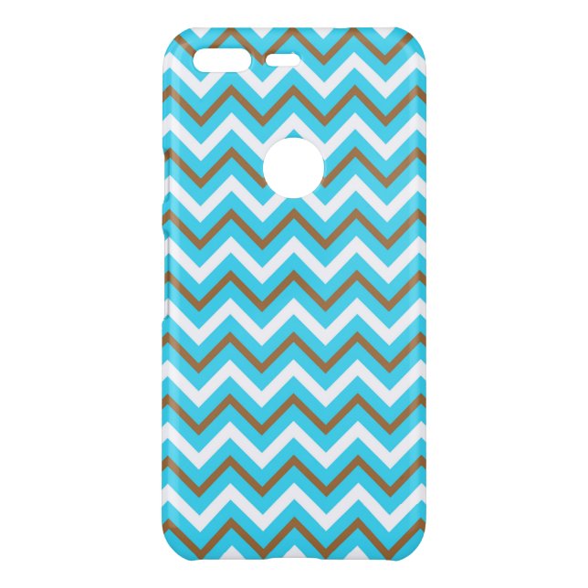 Blue Brown White Zig Zag Lines Geometric Sea Wave Uncommon Google Pixel Case (Back)
