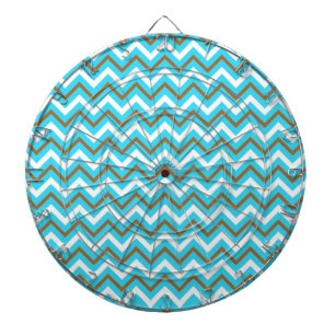 Blue Brown White Zig Zag Lines Geometric Sea Waves Dart Board