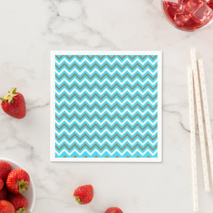 Blue Brown White Zig Zag Lines Geometric Sea Waves Napkins