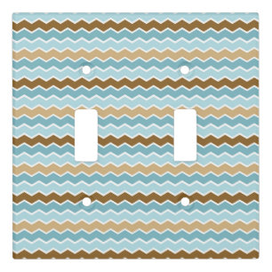 BLUE BROWN WHITE ZIG ZAG PATTERNS LIGHT SWITCH COVER