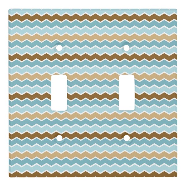 BLUE BROWN WHITE ZIG ZAG PATTERNS LIGHT SWITCH COVER (Front)