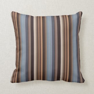 Blue Brown Wide Gradient Stripe Modern Pattern Throw Pillow