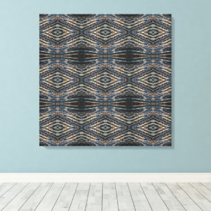 Blue & Brown Wood Beams Photo Perspective Pattern Canvas Print