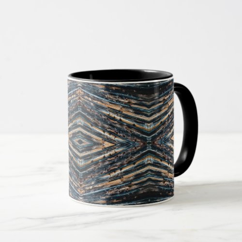 Blue & Brown Wood Beams Photo Perspective Pattern Mug