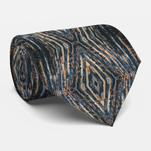 Blue & Brown Wood Beams Photo Perspective Pattern  Neck Tie