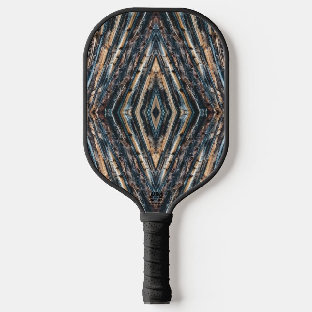 Blue & Brown Wood Beams Photo Perspective Pattern Pickleball Paddle (Front)
