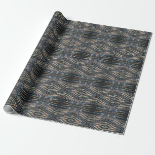 Blue & Brown Wood Beams Photo Perspective Pattern Wrapping Paper