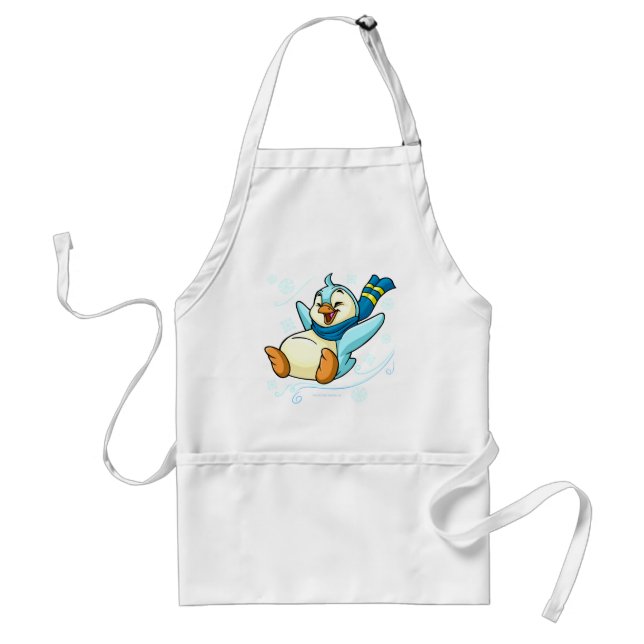 Blue Bruce sliding across ice Adult Apron (Front)
