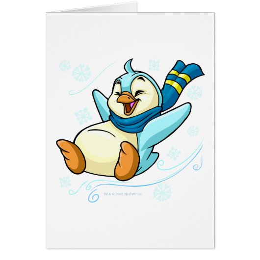 Blue Bruce sliding across ice Cards (Front)