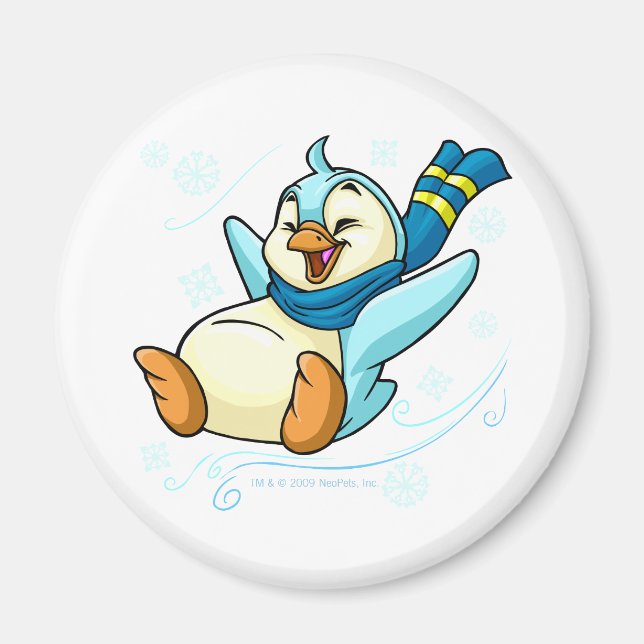 Blue Bruce sliding across ice Magnet (Front)