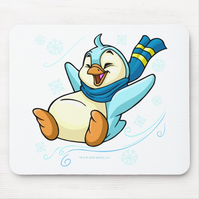 Blue Bruce sliding across ice Mouse Pad (Front)