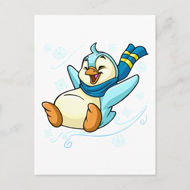 Blue Bruce sliding across ice Postcard (Front)