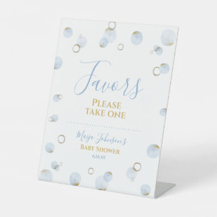 Blue Brunch Bubbly and Baby Shower Favors Pedestal Sign