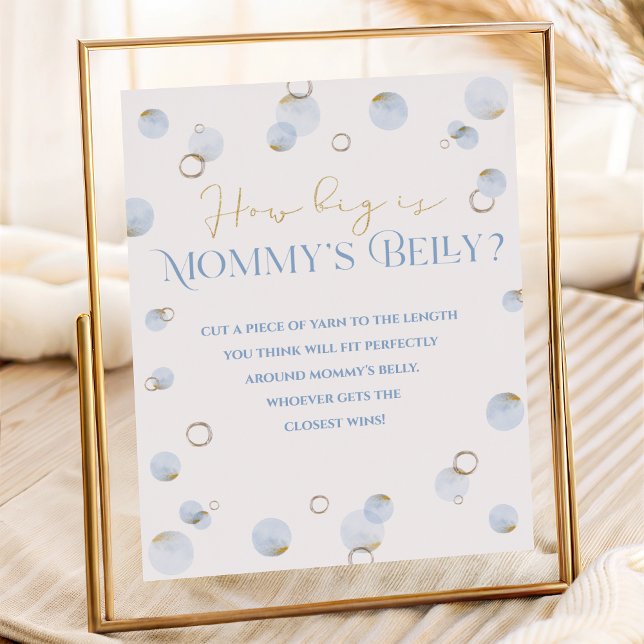 Blue Brunch Bubbly and Baby Shower Mommy's Belly Poster (Blue Brunch Bubbly and Baby Shower Mommy's Belly Poster)