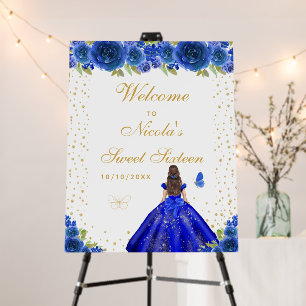 Blue Brunette Hair Girl Sweet Sixteen Welcome Foam Board
