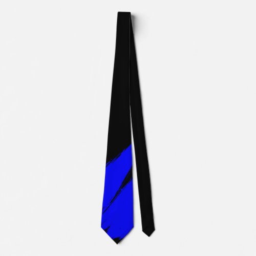 Blue Brush Modern Black Background Neck Tie