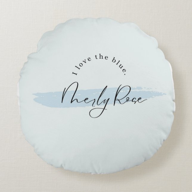 Blue Brush Romance Neily Rose Round Pillow (Front)