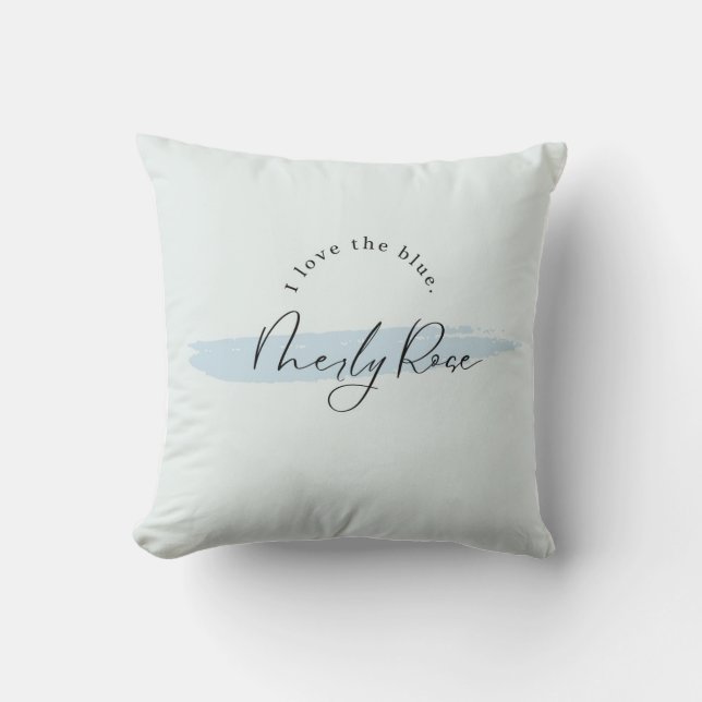 Blue Brush Romance Neily Rose Throw Pillow (Front)