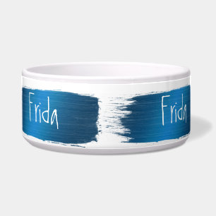 Blue brush strokes design. Name Bowl