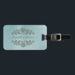 Blue Brushed Metal Monogram Name Script Luggage Tag<br><div class="desc">A classy metallic blue brushed metal Luggage tag. Luggage tag has script monogram with a metallic blue background. Add your address on the back of the luggage tag. Designed for you by Blackberry Boulevard.</div>