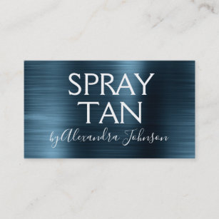 Blue Brushed Metal Spray Tan Business Card