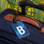 Blue Brushed Metallic Monogram Initial Luggage Tag<br><div class="desc">Easily change the monogram initial on the front and name and address on the back of the Blue luggage tag.</div>