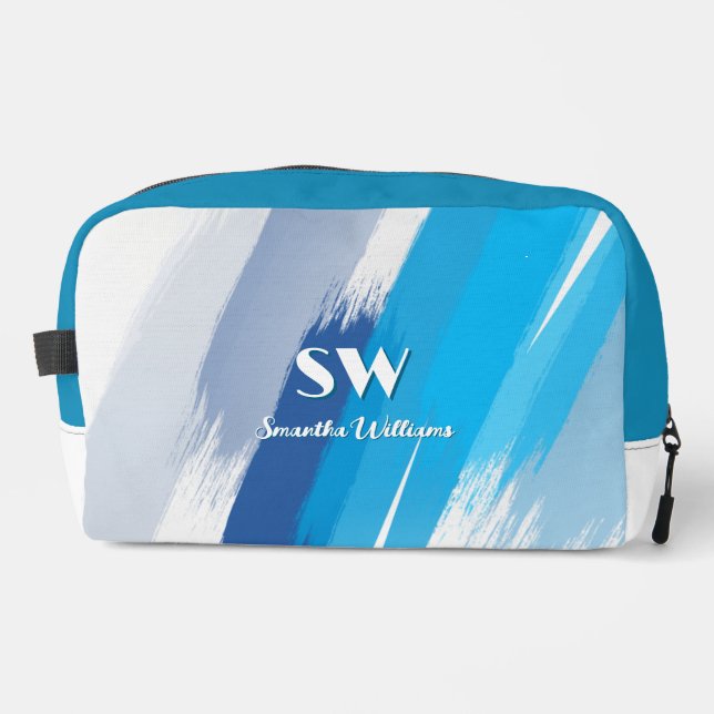 Blue Brushstroke Small Dopp Kit (Front)