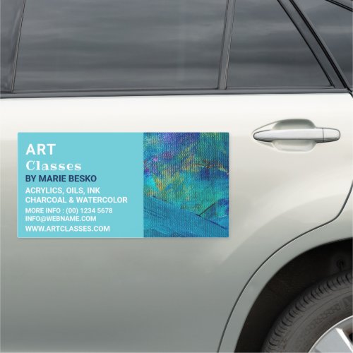 Blue Brushstrokes Art Teacher Art Classes Car Magnet