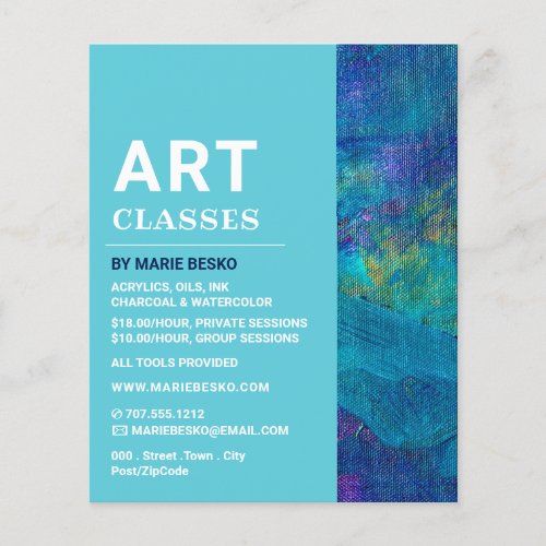 Blue Brushstrokes Art Teacher Art Classes Flyer