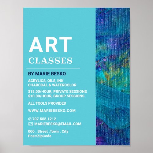 Blue Brushstrokes Art Teacher Art Classes Poster