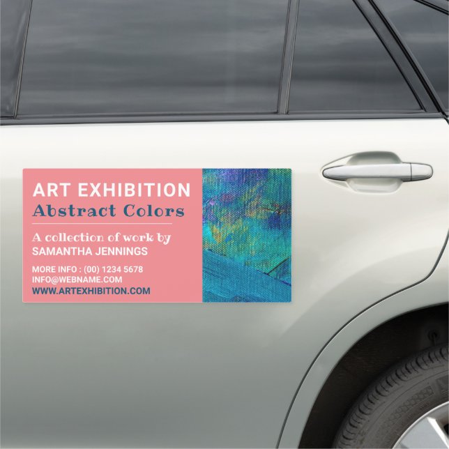 Blue Brushstrokes, Artist Exhibition Car Magnet (In Situ)