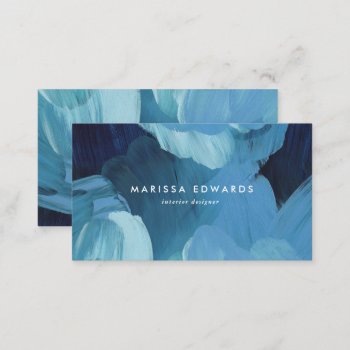 Blue Brushstrokes Business Card by spinsugar at Zazzle