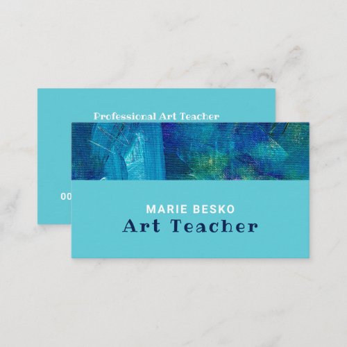 Blue Brushstrokes Professional Art Teacher Business Card