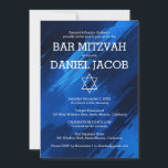 Blue Brushstrokes Star Custom BAR BAT MITZVAH  Invitation<br><div class="desc">Customize this modern Bar or Bat MItzvah invitation. Click "personalize" to edit the text. You can further adjust the fonts, layout and colors. Everything is customizable. Available as cards, postcards and digital downloads. Please send a message if you have questions or would like something customized. Check our shop for more...</div>