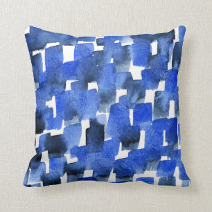 'Blue Brushstrokes' Throw Pillow