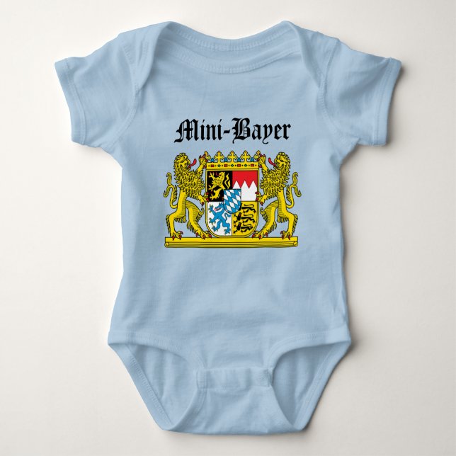 Blue bub tube for Mini Bayer Baby Bodysuit (Front)
